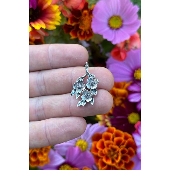 Sterling Silver Dogwood Flower Charm - Picture 3 of 5